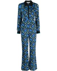 Diane von Furstenberg - Floral Print Long Sleeve Jumpsuit - Lyst