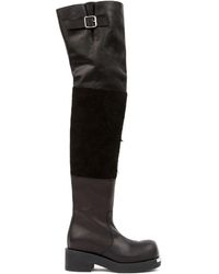 MM6 by Maison Martin Margiela - Panelled Buckled Leather Boots - Lyst