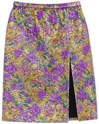 N°21 - Floral-Print Front-Slit Skirt - Lyst