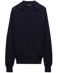 Prada - Gerippter Pullover Mit Polokragen - Lyst