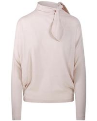 Nude - Tie-Neck Batwing-Sleeve Sweater - Lyst
