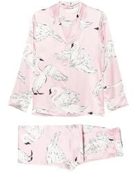 Olivia Von Halle - Lila Selene Swan-Print Pajamas - Lyst