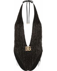 Dolce & Gabbana - Logo-Tag Fringed Swimsuit - Lyst