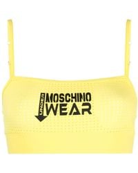 Moschino - Logo-appliqué Elasticated Mesh Bra - Lyst