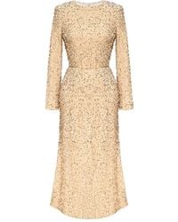 POST MERIDIEM - Sequin-Embellished Velvet Midi Dress - Lyst