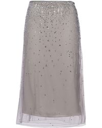 Prada - Crystal-studded Tulle Midi-skirt - Lyst