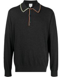 Paul Smith - Signature-stripe Long-sleeved Polo Shirt - Lyst