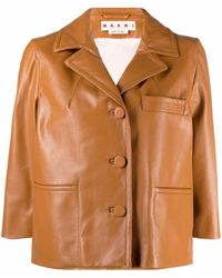 Marni - Collared Leather Jacket - Lyst