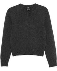 A.P.C. - V-Neck Ribbed-Trim Sweater - Lyst