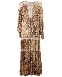 Ermanno Scervino - Leopard-Print Lace-Trimmed Maxi Dress - Lyst