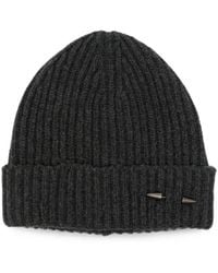Isabel Benenato - Ribbed-Knit Spike-Detail Beanie Hat - Lyst