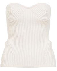 Jean Paul Gaultier - Geribbelde Top Met Sweetheart Hals - Lyst