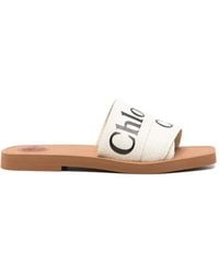 Chloé - Woody Logo-Print Sandals - Lyst