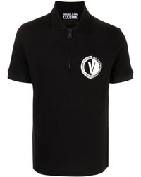 Versace - Logo-print Cotton Polo Shirt - Lyst