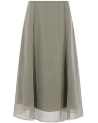 Brunello Cucinelli - Silk Midi Skirt - Lyst