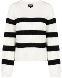 A.P.C. - Striped Crew-Neck Jumper - Lyst