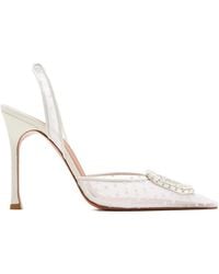 AMINA MUADDI - Camelia Sling 90 Polka-Dot Crystal-Embellished Pumps - Lyst