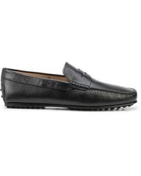 Tod's - Grained Leather Penny Loafers - Lyst