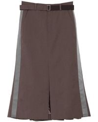 Sacai - Jupe Mi-Longue À Taille Ceinturée - Lyst