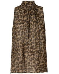 Semicouture - Dulcie Leopard-Print Pussy-Bow Top - Lyst
