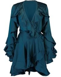 PATBO - Ruffle-Sleeve Wrap Mini Dress - Lyst