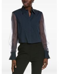 Brunello Cucinelli - Sheer-Sleeve Cropped Shirt - Lyst