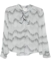forte_forte - Pussy-Bow Chevron-Pattern Shirt - Lyst