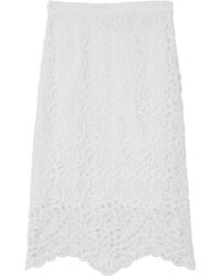 Burberry - Lace Midi Skirt - Lyst