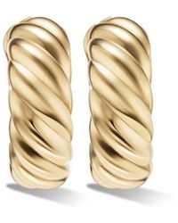 David Yurman - 18kt Yellow Gold Sculpted Cable Hoop Earrings - Lyst