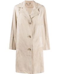DESA NINETEENSEVENTYTWO Single Breasted Suede Coat - Natural