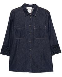 Marina Rinaldi - Mrsabissi Scalloped-Cuff Denim Shirt - Lyst