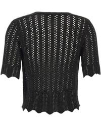 Kaos - Cardigan En Maille Ajourée À Bords Festonnés - Lyst