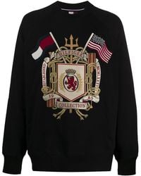 Tommy Hilfiger Boxy Fit Logo Crest Embroidered Sweatshirt - Black