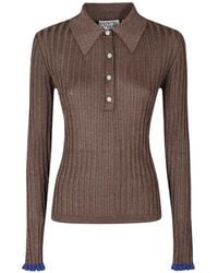 Essentiel Antwerp - Ribbed-Knit Polo Shirt - Lyst