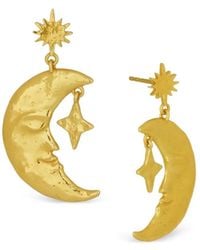 Ottoman Hands - Crescent Moon Star Drop Earrings - Lyst