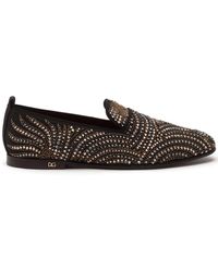 Dolce & Gabbana - Crystal-embellished Velvet Slippers - Lyst