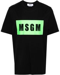 MSGM - Logo-Print Cotton T-Shirt - Lyst