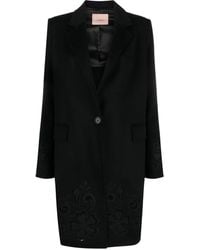Twinset - Floral-Embroidered Single-Breasted Coat - Lyst