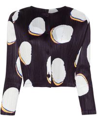 Pleats Please Issey Miyake Graphic-print Pleated Cardigan in Blue | Lyst