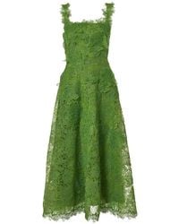 Carolina Herrera - Hydrangea Lace Midi Dress - Lyst