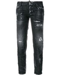 DSquared² Distressed Cropped Jeans - Black