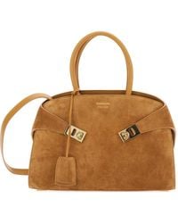 Ferragamo - Hug Calf Suede Tote Bag - Lyst