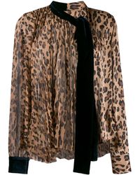 Sacai Blusa con ribete de terciopelo - Marrón