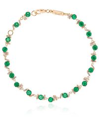 Suzanne Kalan - 18Kt, Emerald And Diamond Tennis Bracelet - Lyst