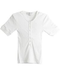 Studio Nicholson - Sorin Ribbed-Knit Henley T-Shirt - Lyst