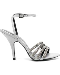 Patrizia Pepe - 100Mm Rhinetsone-Embellished Sandals - Lyst