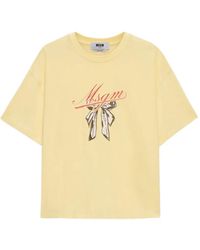 MSGM - Bow-Graphic Shirt-Sleeve T-Shirt - Lyst
