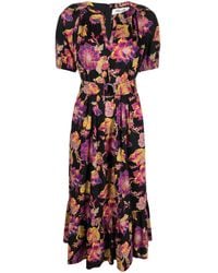 Diane von Furstenberg - Plissiertes midikleid mit floralem print - Lyst