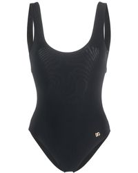 Dolce & Gabbana - Logo-plaque Scoop-neck Swimsuit - Lyst