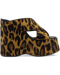 Paris Texas - 135 Mm Mara Sandalen Met Luipaardprint En Plateauzool - Lyst